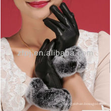 noble styles women wearing leather mink glove